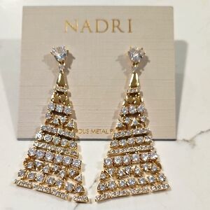 Nadri Gold 2 1/4" Chandelier Earrings